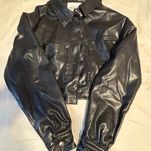 Rebdolls Black Leather Cropped Jacket